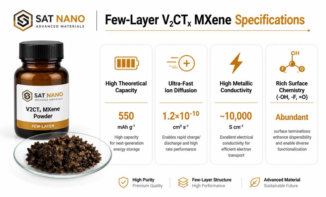specification of Few layer Vanadium Carbide V2CTx MXene Powder
