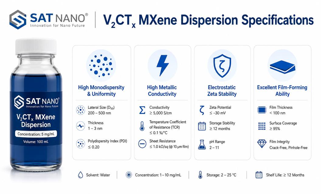 specification of Vanadium Carbide V2CTx MXene dispersion