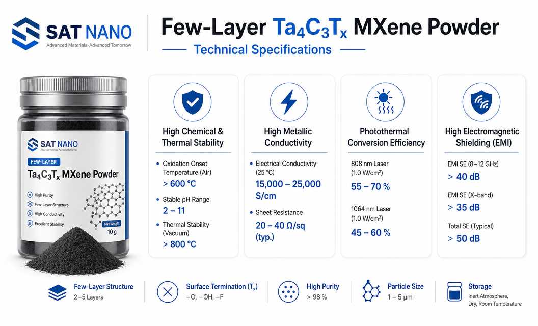 specification of Few layer Tantalum Carbide Ta4C3Tx MXene powder 