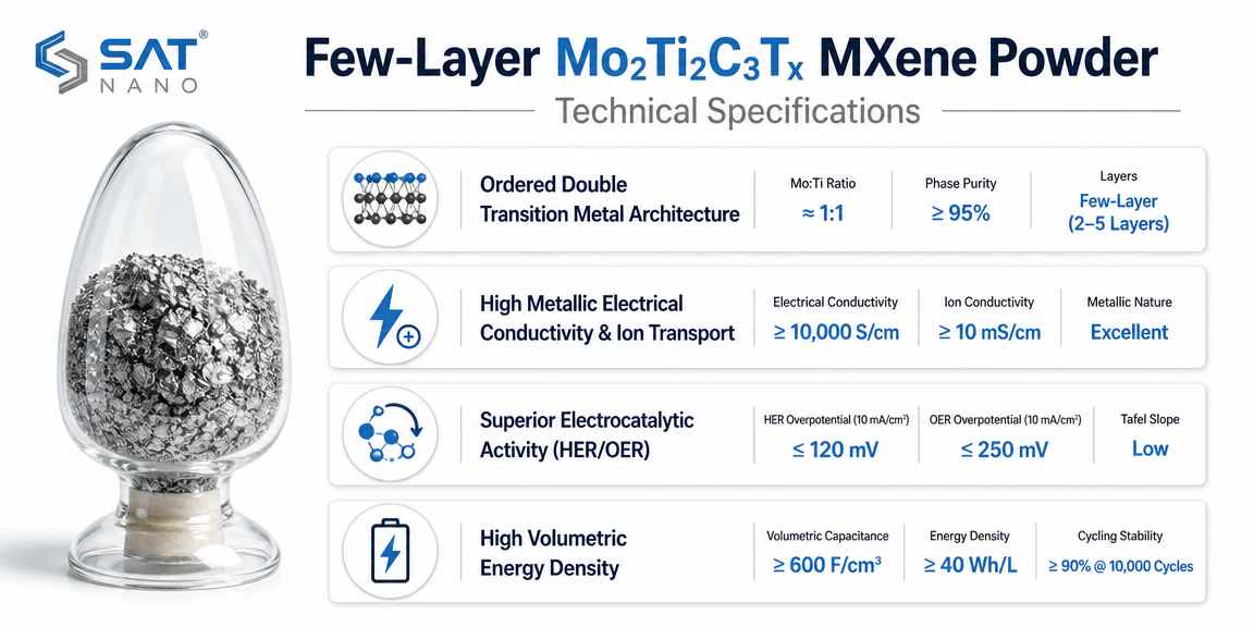 specification of Molybdenum Titanium Carbide Mo2Ti2C3Tx MXene powder