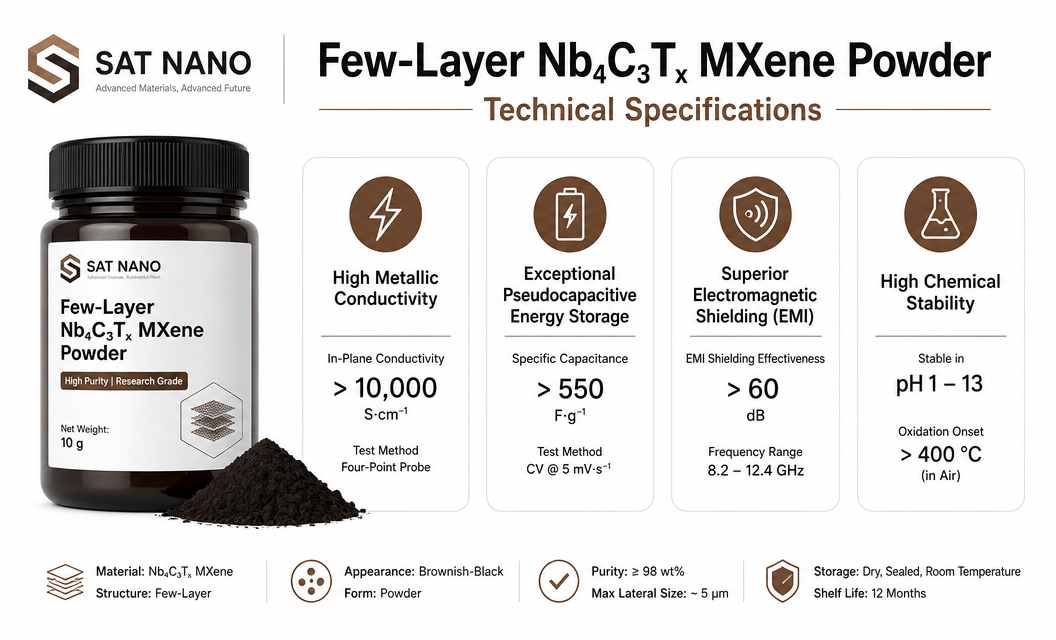 specification of Few layer Niobium Carbide Nb4C3Tx MXene Powder