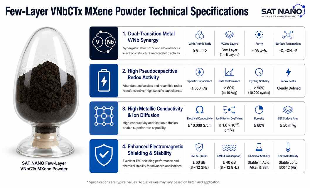 specification of Vanadium Niobium Carbide VNbCTx MXene powder