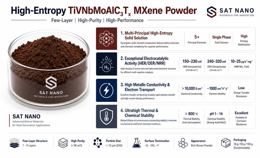 specification of High Entropy TiVNbMoAlC3Tx MXene Powder