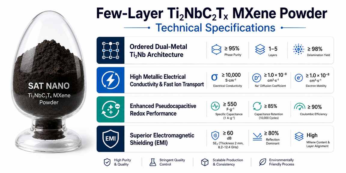 specification of Titanium Niobium Carbide Ti2NbC2Tx MXene powder