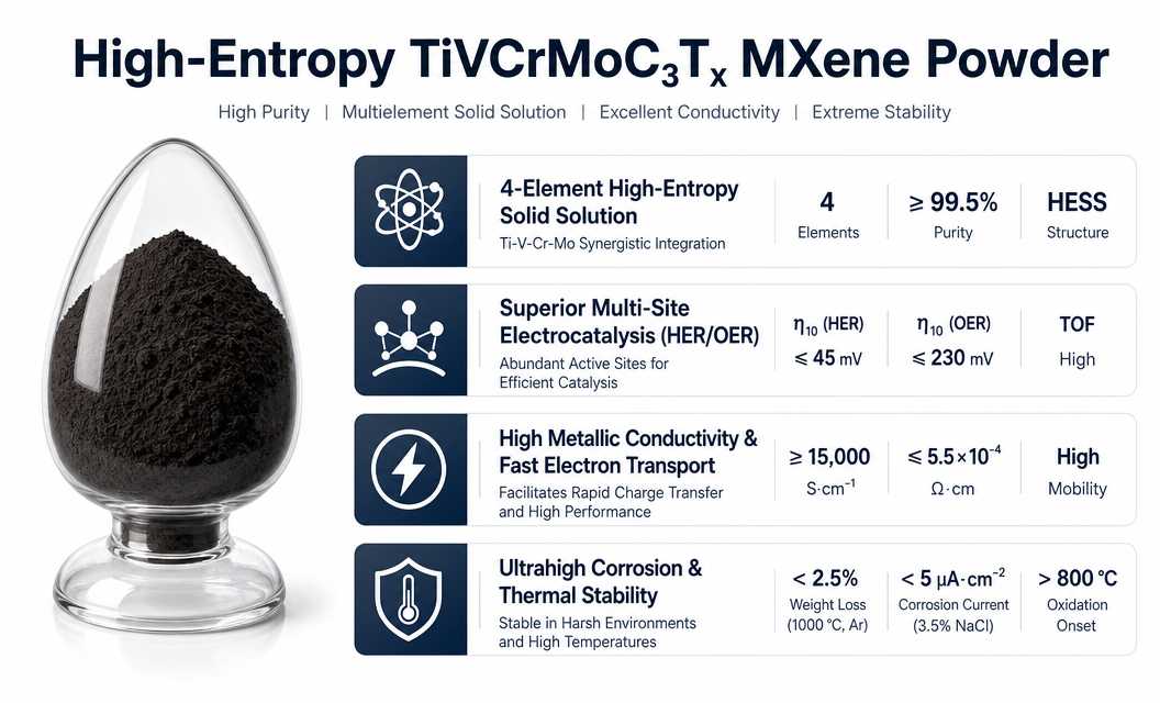 specification of High Entropy TiVCrMoC3Tx MXene Powder